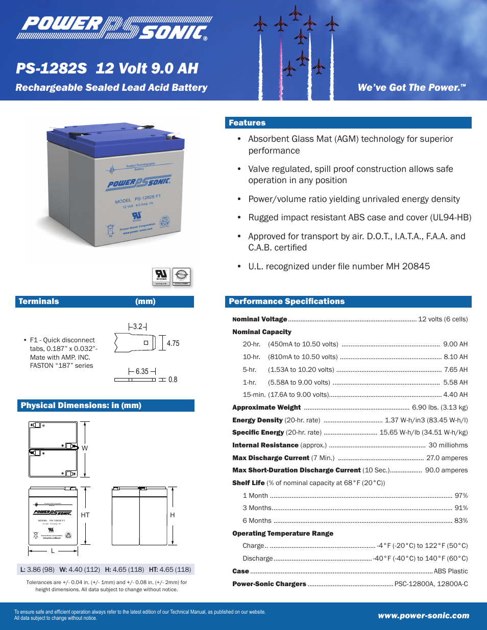 Power-Sonic PS-1282S User Manual | 2 pages