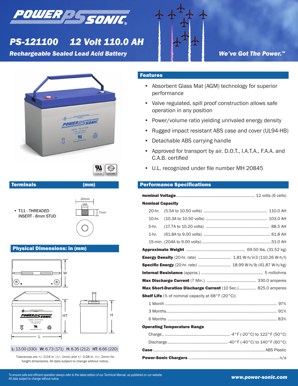 Power-Sonic PS-121100 User Manual | 2 pages