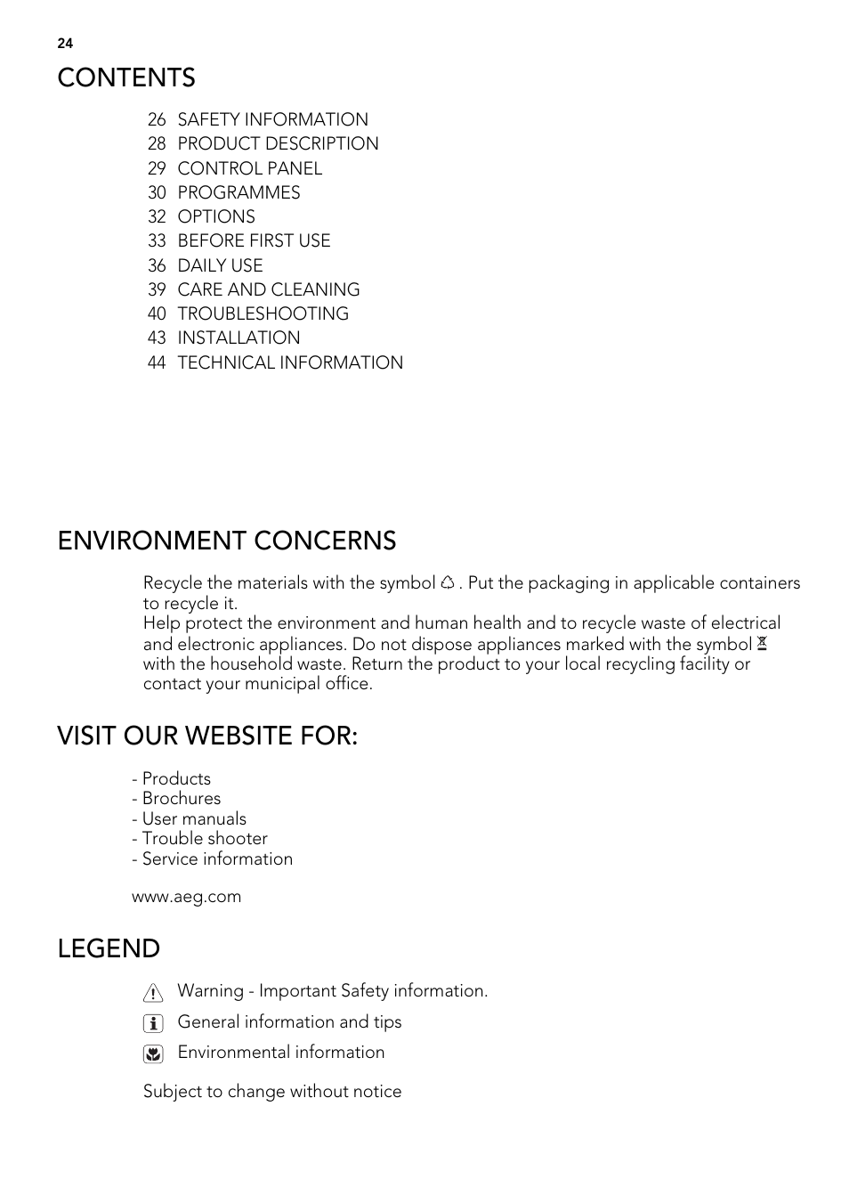 AEG ELECTROLUX F 77008 W 0 P User Manual | Page 24 / 96