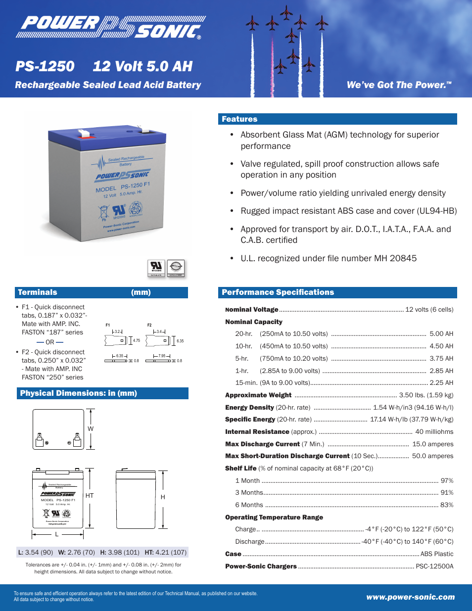 Power-Sonic PS-1250 User Manual | 2 pages