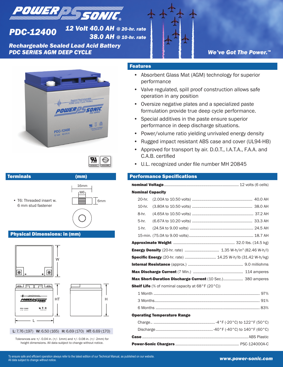 Power-Sonic PDC-12400 User Manual | 2 pages