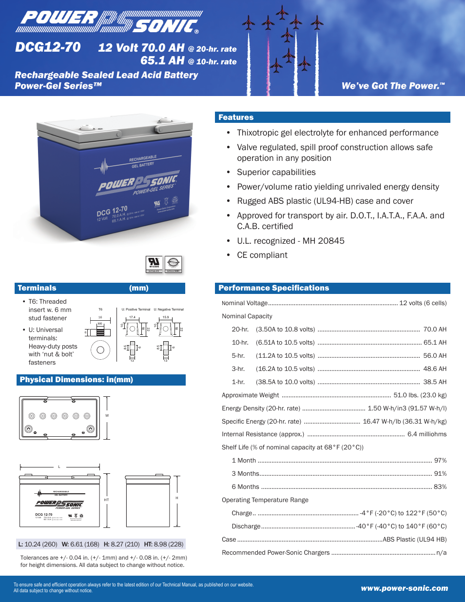 Power-Sonic DCG12-70 User Manual | 2 pages