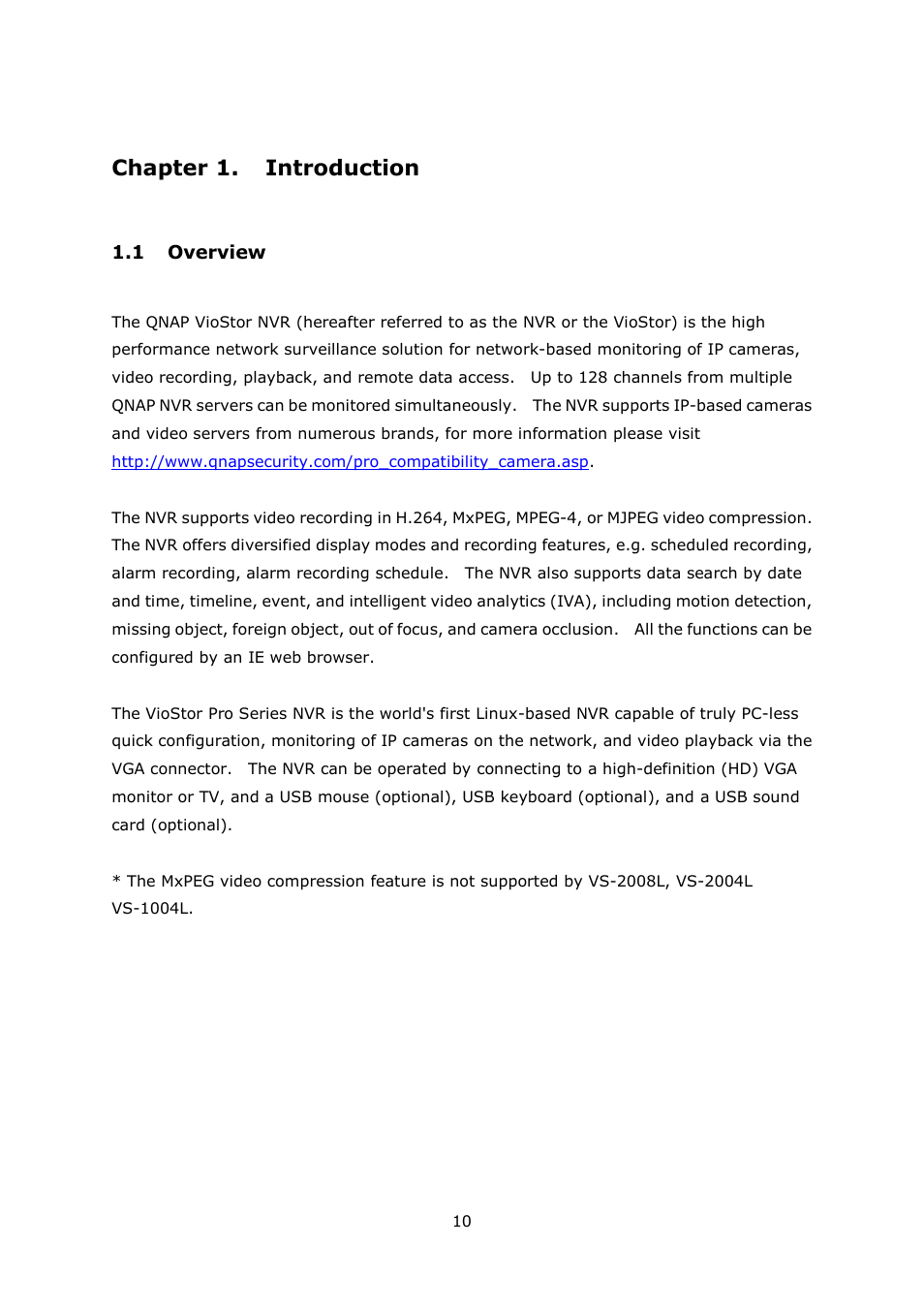 Chapter 1, Introduction, Verview | Chapter 1. introduction | QNAP VS-2004L en User Manual | Page 10 / 265