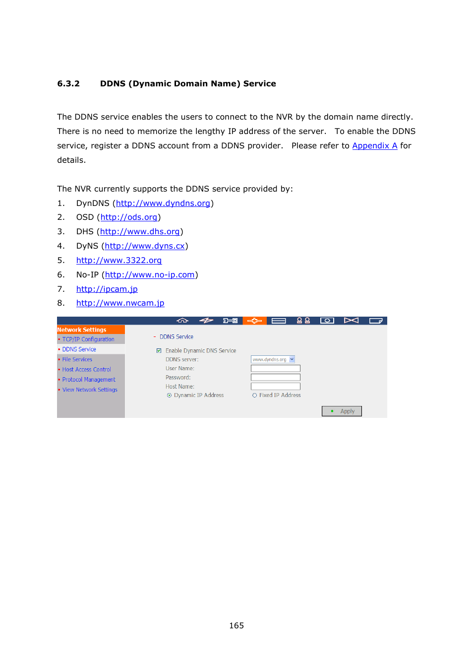 Ddns (dynamic domain name) service | QNAP VS-2004L en User Manual | Page 165 / 265