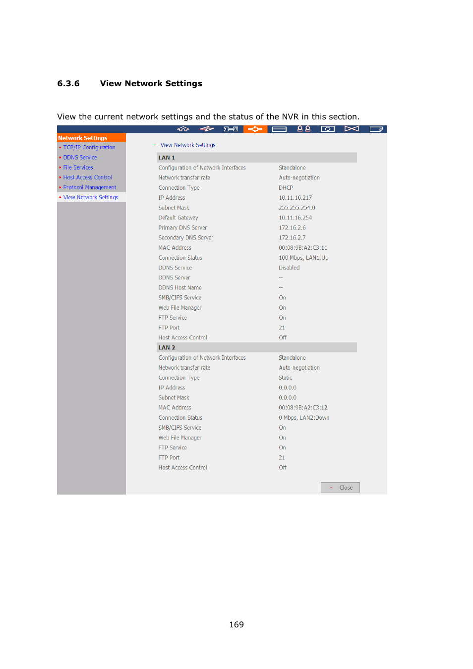 View network settings | QNAP VS-2004L en User Manual | Page 169 / 265