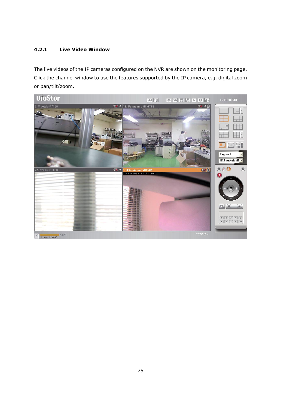 Live video window | QNAP VS-2004L en User Manual | Page 75 / 265