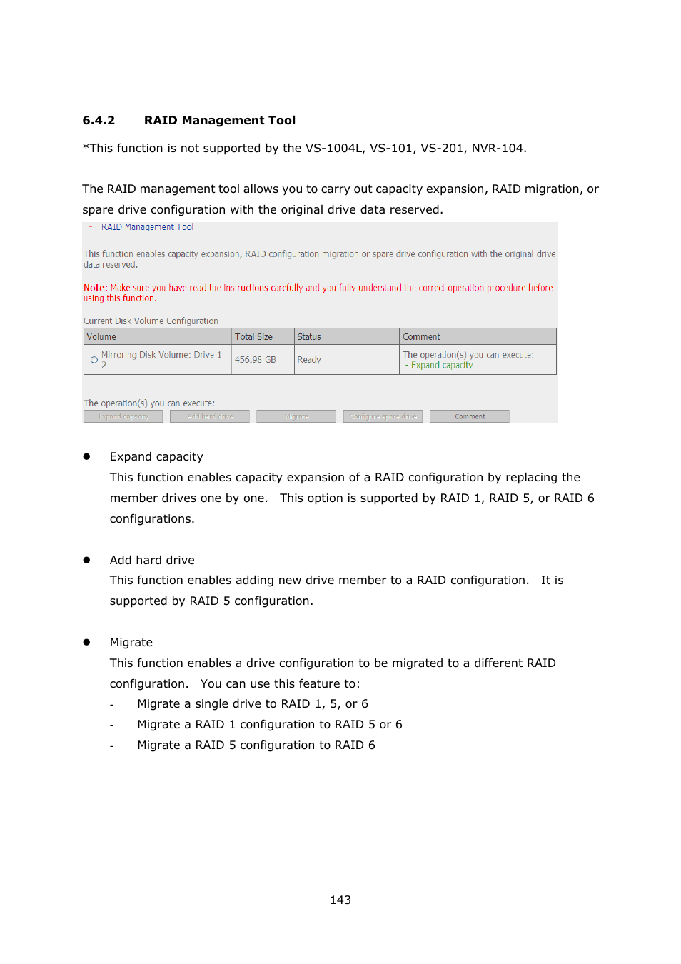 2 raid management tool, Raid management tool | QNAP Security VioStor NVR (Version: 3.3.2) User Manual | Page 143 / 235
