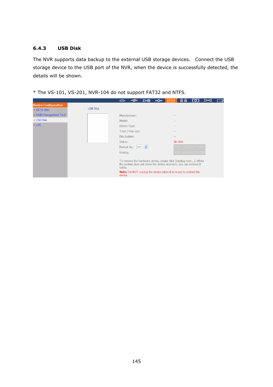 3 usb disk, Usb disk | QNAP Security VioStor NVR (Version: 3.3.2) User Manual | Page 145 / 235