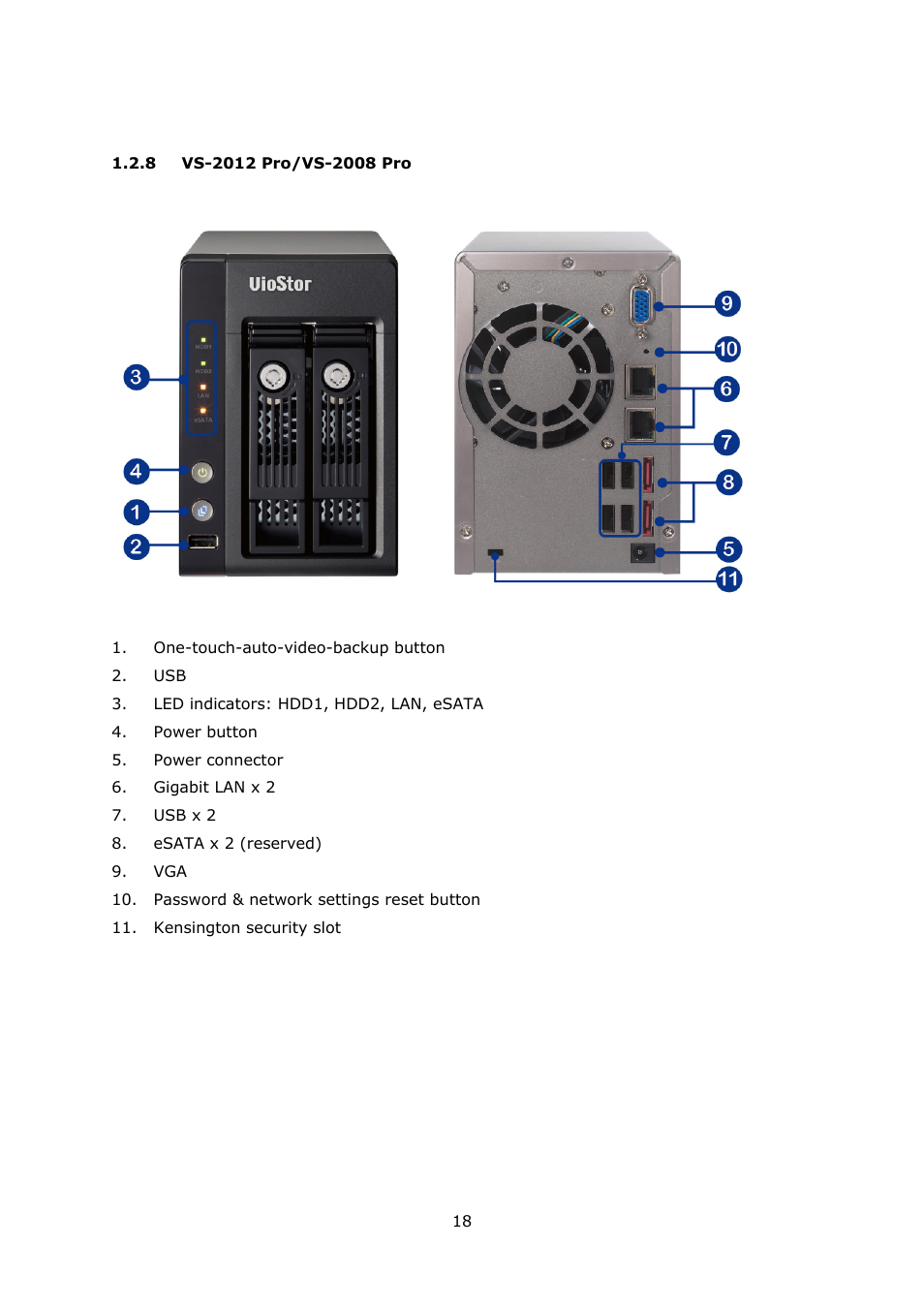 8 vs-2012 pro/vs-2008 pro, Vs-2012 pro/vs-2008 pro | QNAP Security VioStor NVR (Version: 3.3.2) User Manual | Page 18 / 235