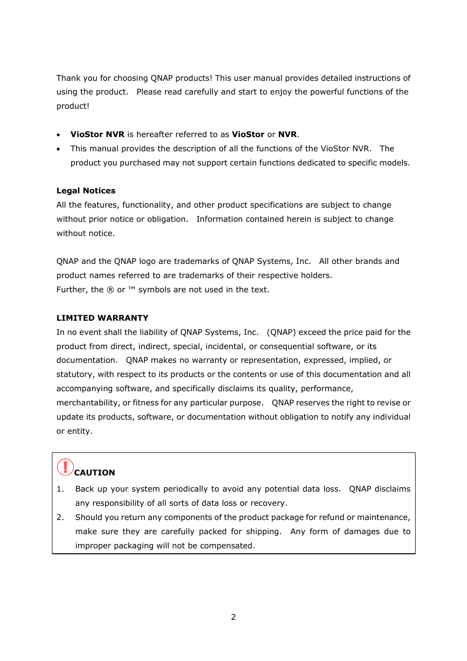 QNAP Security VioStor NVR (Version: 3.3.2) User Manual | Page 2 / 235