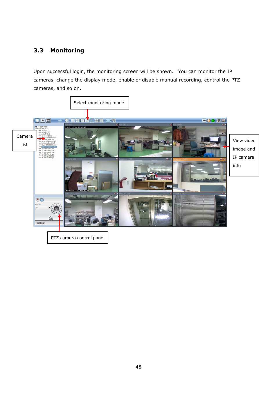3 monitoring, Onitoring | QNAP Security VioStor NVR (Version: 3.3.2) User Manual | Page 48 / 235