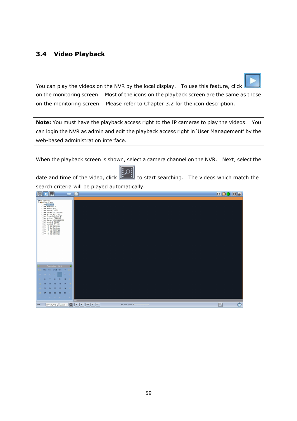 4 video playback, Ideo, Layback | QNAP Security VioStor NVR (Version: 3.3.2) User Manual | Page 59 / 235