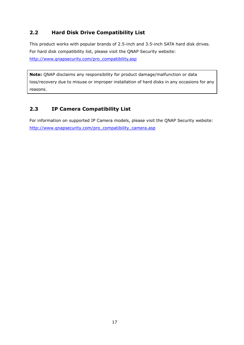 Rive, Ompatibility, Amera | QNAP Security VioStor CMS (Version: 1.0.1) User Manual | Page 17 / 204