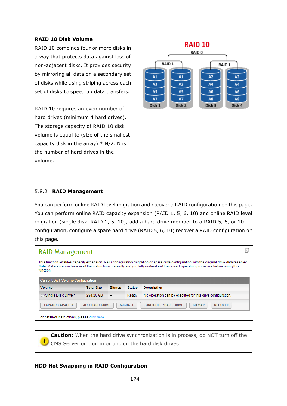 Raid, Anagement | QNAP Security VioStor CMS (Version: 1.0.1) User Manual | Page 174 / 204