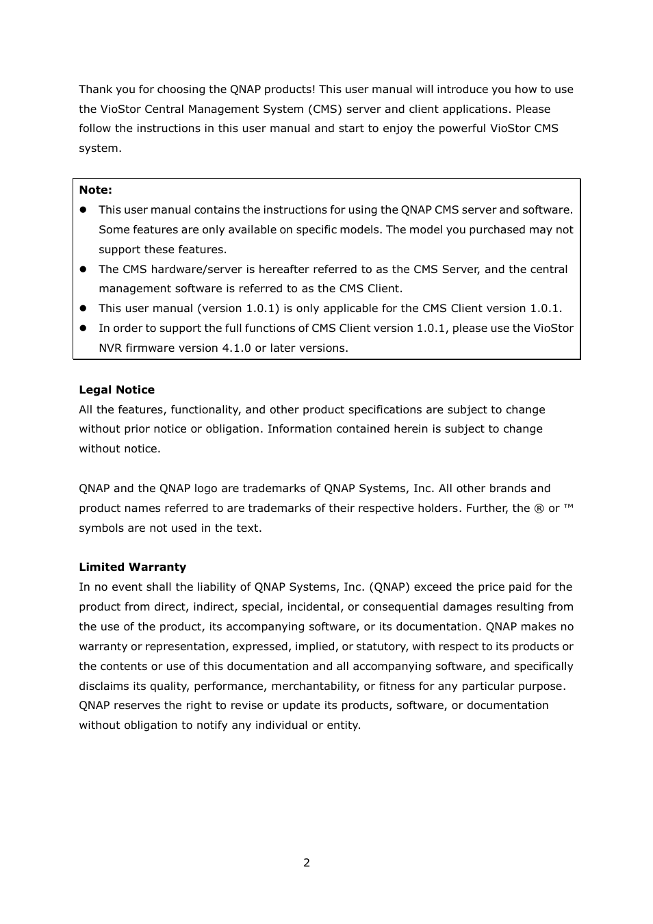 QNAP Security VioStor CMS (Version: 1.0.1) User Manual | Page 2 / 204