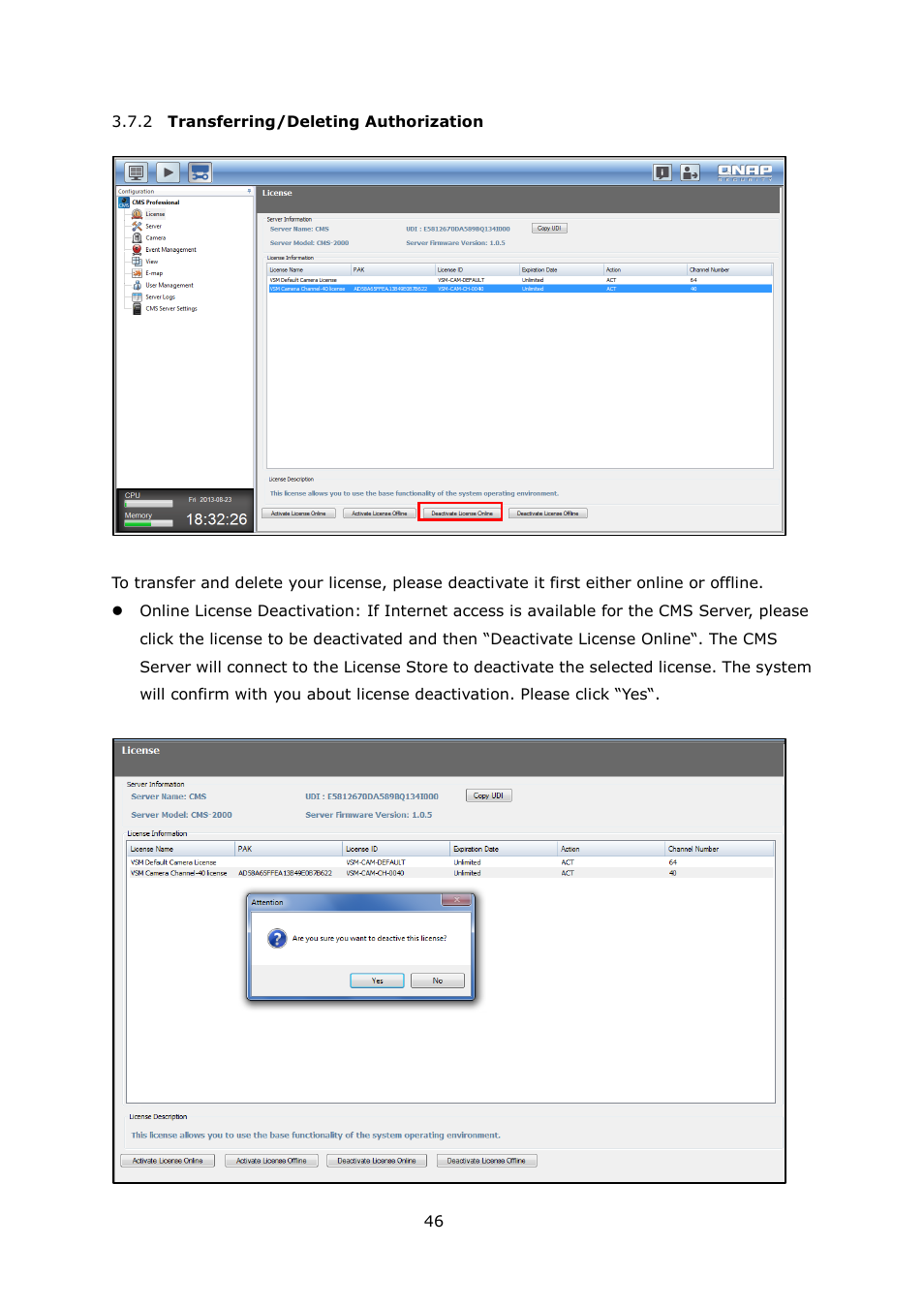 Ransferring, Eleting, Uthorization | QNAP Security VioStor CMS (Version: 1.0.1) User Manual | Page 46 / 204