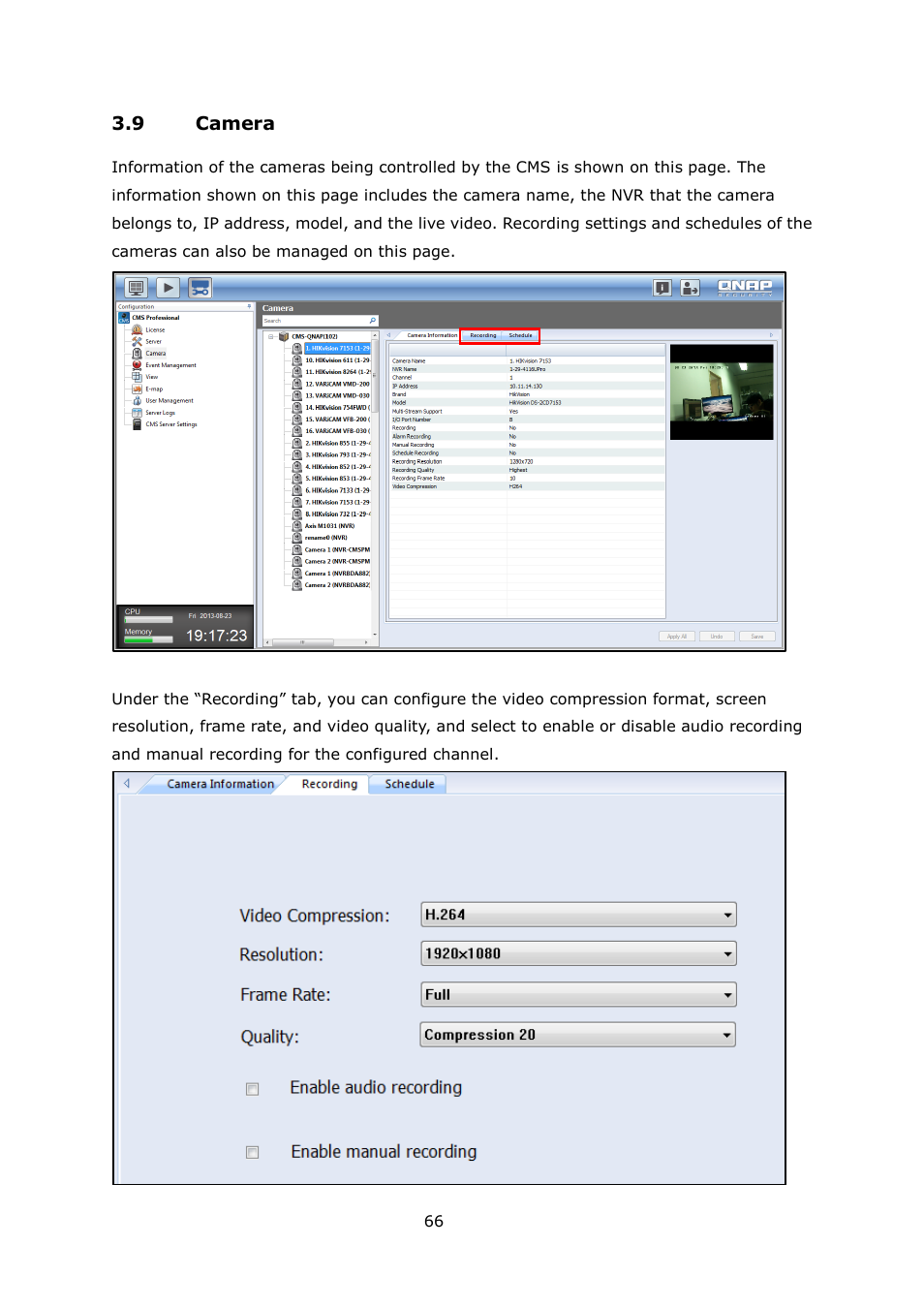 Amera | QNAP Security VioStor CMS (Version: 1.0.1) User Manual | Page 66 / 204