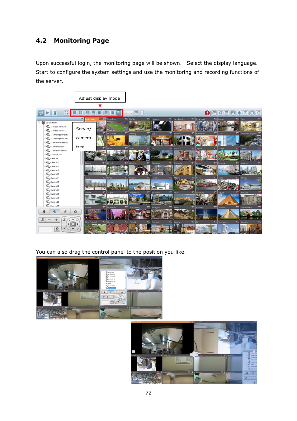 2 monitoring page | QNAP Security VioStor NVR (Version: 4.1.2) User Manual | Page 72 / 261