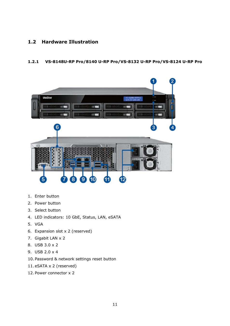 2 hardware illustration, Ardware, Llustration | QNAP Security VioStor NVR (Version: 3.5.1) User Manual | Page 11 / 264