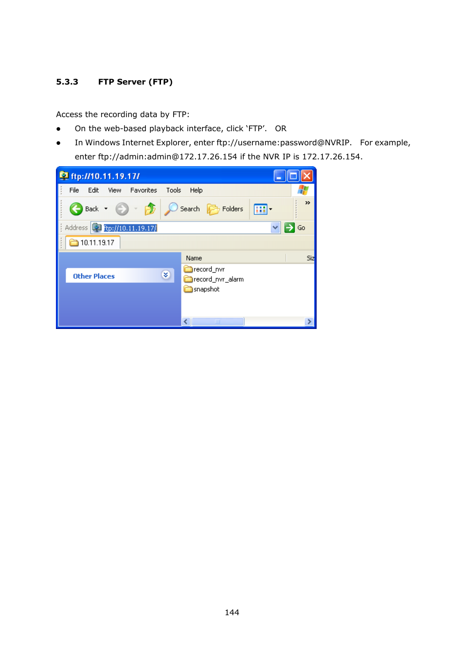 3 ftp server (ftp), Ftp server (ftp) | QNAP Security VioStor NVR (Version: 3.5.1) User Manual | Page 144 / 264