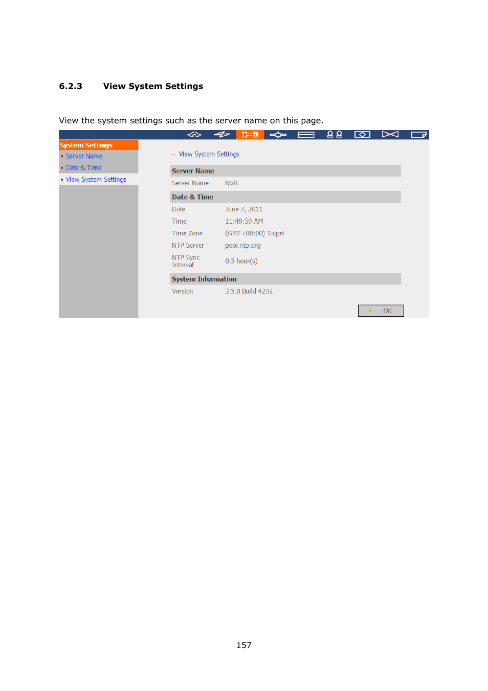 3 view system settings, View system settings | QNAP Security VioStor NVR (Version: 3.5.1) User Manual | Page 157 / 264