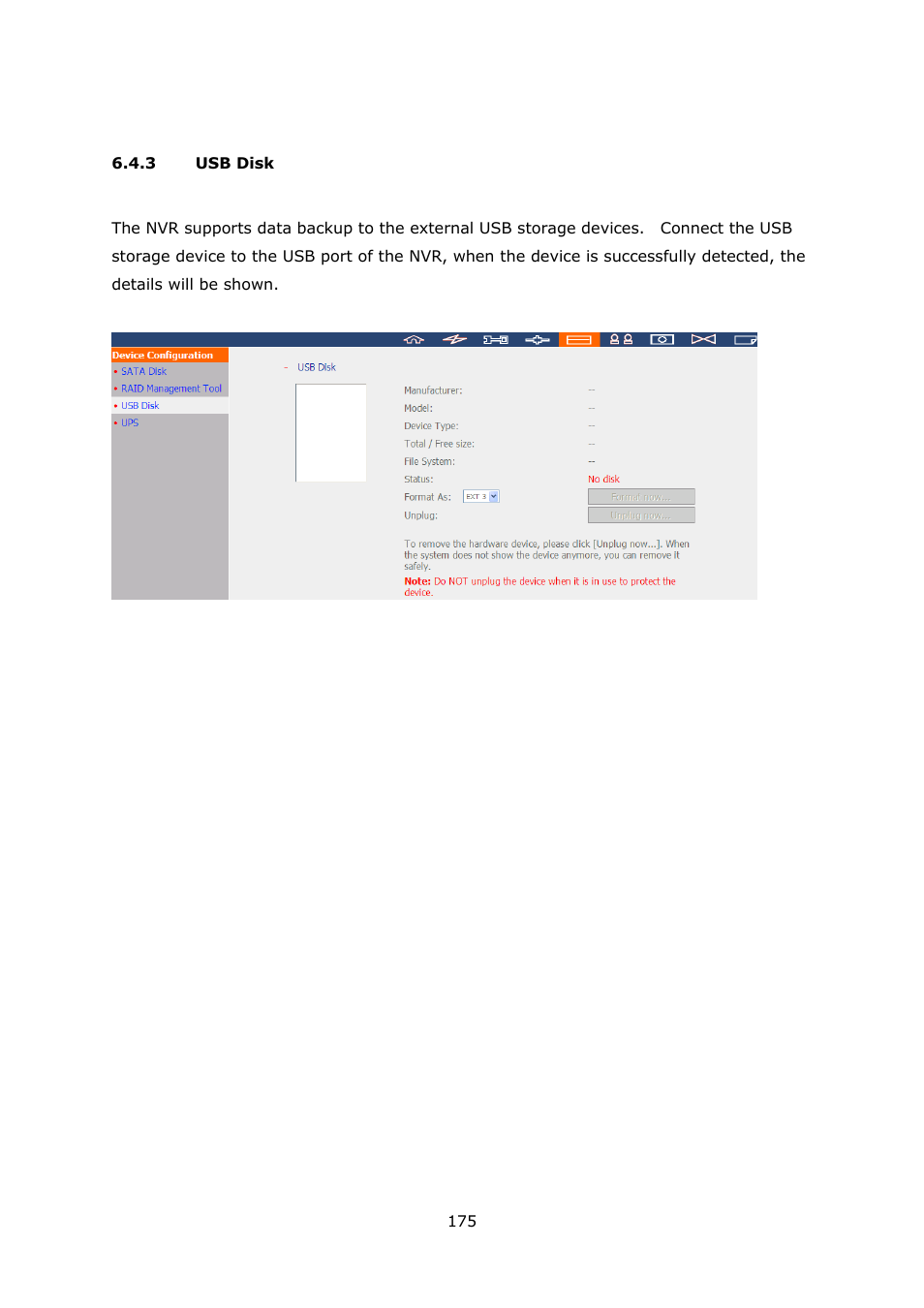 3 usb disk, Usb disk | QNAP Security VioStor NVR (Version: 3.5.1) User Manual | Page 175 / 264