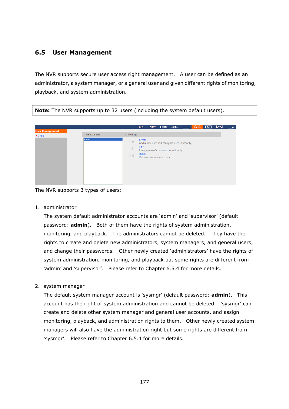 5 user management, Anagement | QNAP Security VioStor NVR (Version: 3.5.1) User Manual | Page 177 / 264