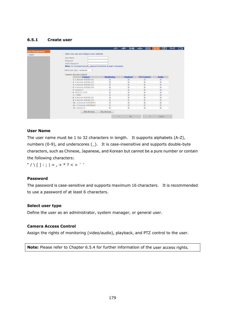 1 create user, Create user | QNAP Security VioStor NVR (Version: 3.5.1) User Manual | Page 179 / 264