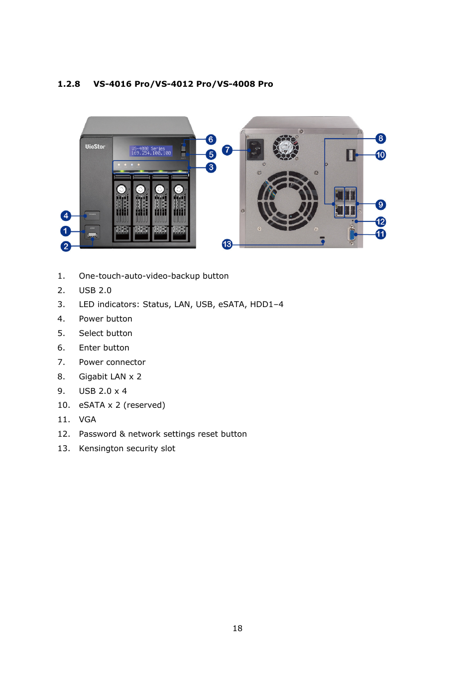 8 vs-4016 pro/vs-4012 pro/vs-4008 pro, Vs-4016 pro/vs-4012 pro/vs-4008 pro | QNAP Security VioStor NVR (Version: 3.5.1) User Manual | Page 18 / 264
