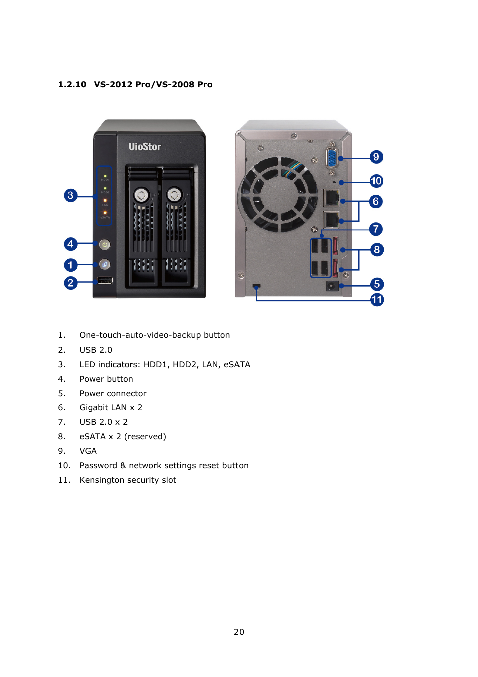 10 vs-2012 pro/vs-2008 pro, Vs-2012 pro/vs-2008 pro | QNAP Security VioStor NVR (Version: 3.5.1) User Manual | Page 20 / 264