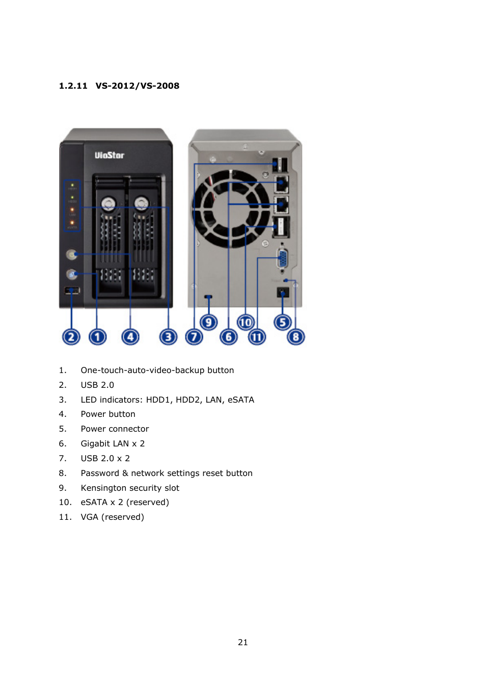 11 vs-2012/vs-2008, Vs-2012/vs-2008 | QNAP Security VioStor NVR (Version: 3.5.1) User Manual | Page 21 / 264