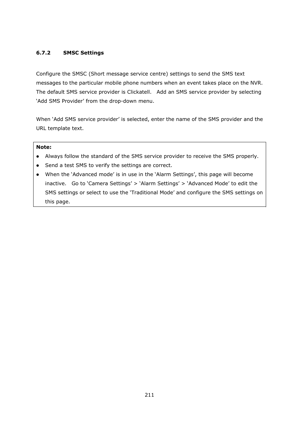 2 smsc settings, Smsc settings | QNAP Security VioStor NVR (Version: 3.5.1) User Manual | Page 211 / 264