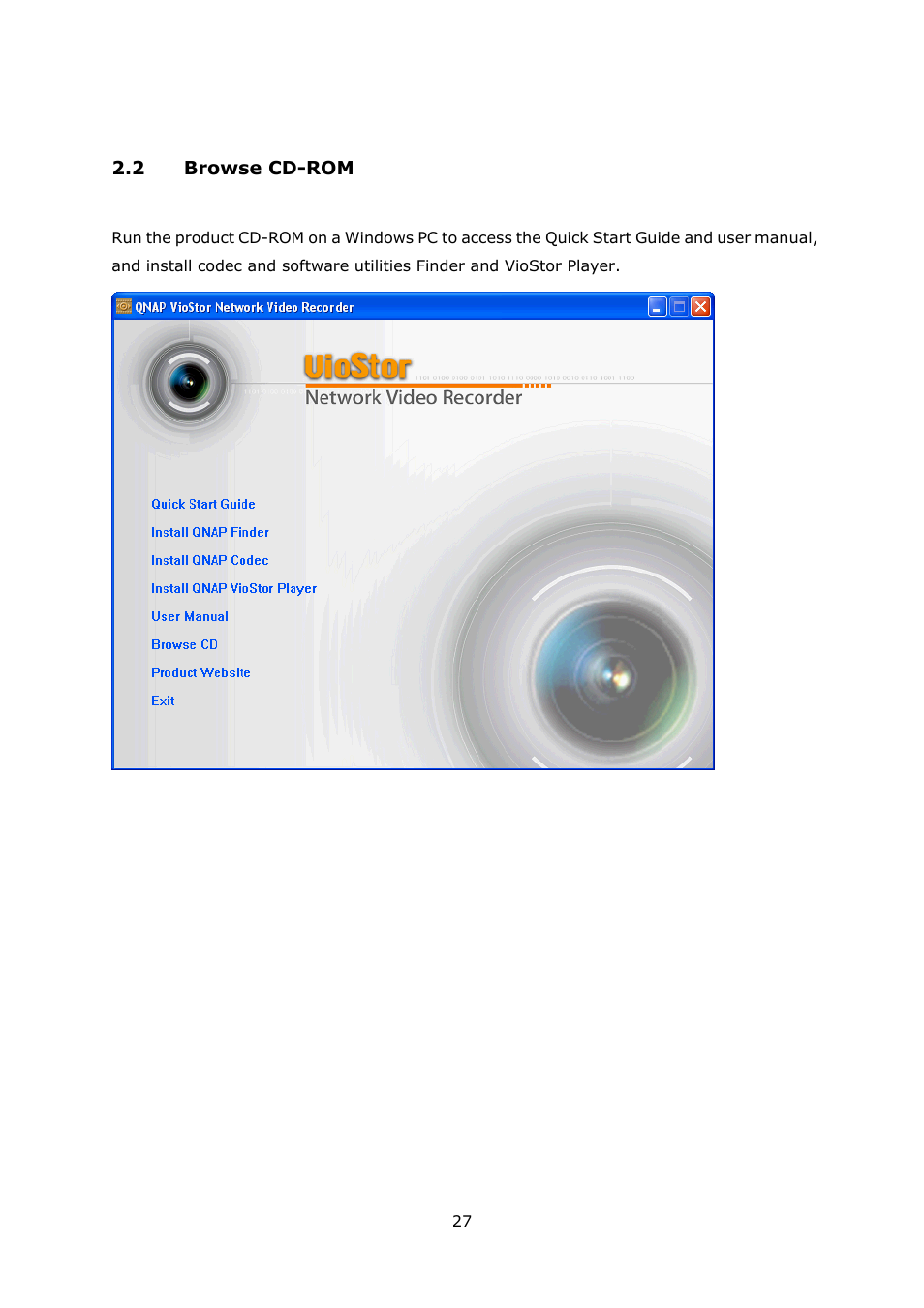 2 browse cd-rom, Rowse, Cd-rom | QNAP Security VioStor NVR (Version: 3.5.1) User Manual | Page 27 / 264