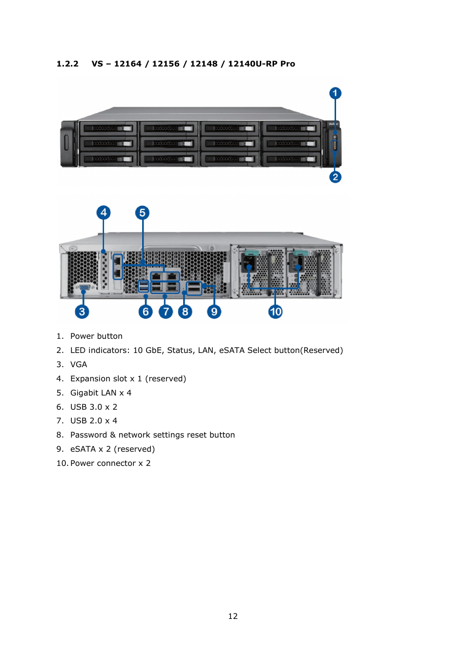 2 vs – 12164 / 12156 / 12148 / 12140u-rp pro, Vs – 12164, 12140u-rp pro | QNAP Security VioStor NVR (Version: 4.1.1) User Manual | Page 12 / 260