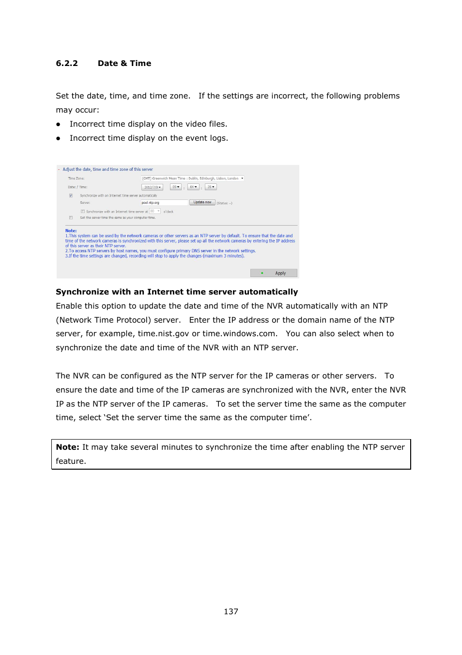 2 date & time, Date & time | QNAP Security VioStor NVR (Version: 4.1.1) User Manual | Page 137 / 260