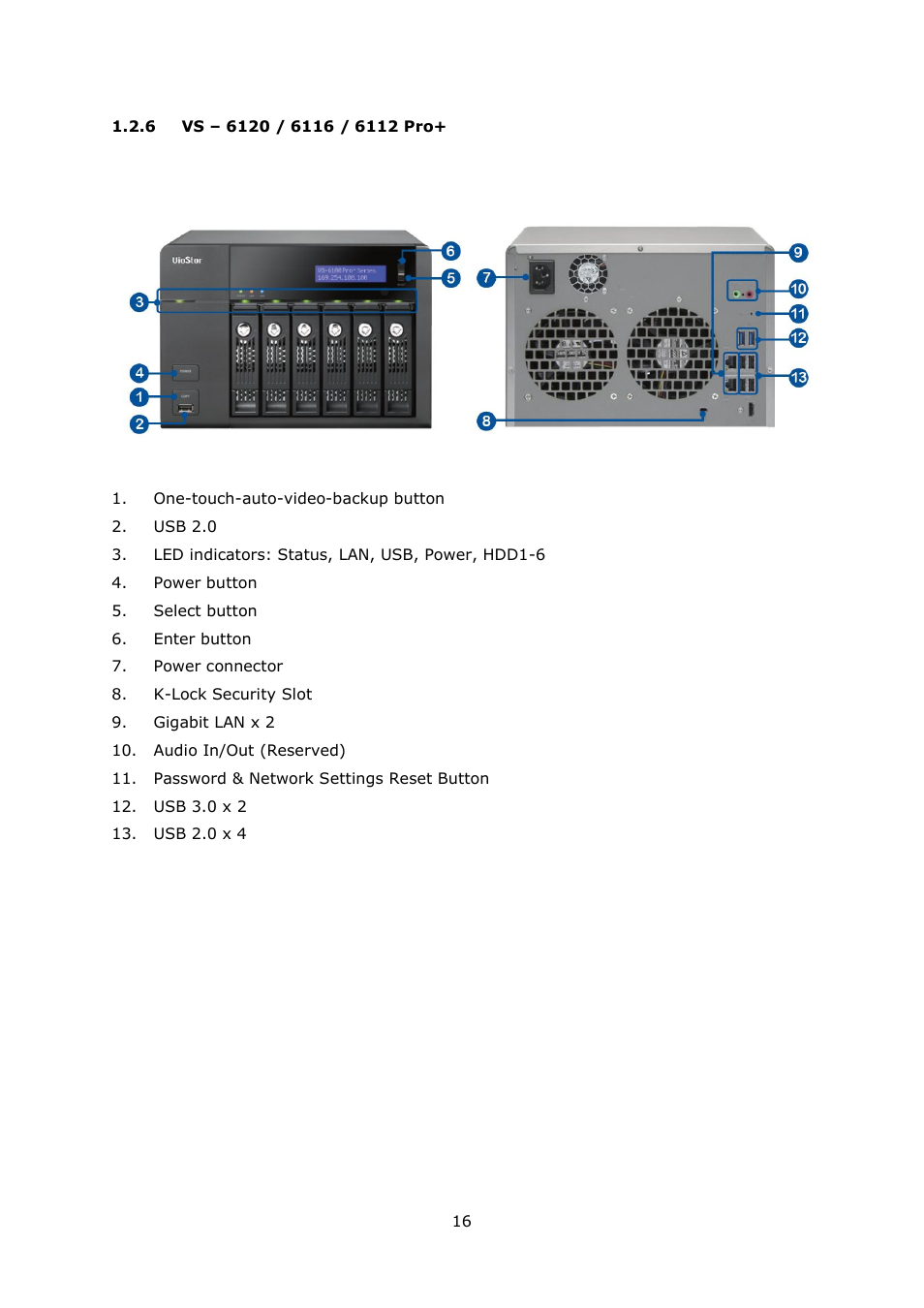 6 vs – 6120 / 6116 / 6112 pro, Vs – 6120, 6112 pro | QNAP Security VioStor NVR (Version: 4.1.1) User Manual | Page 16 / 260