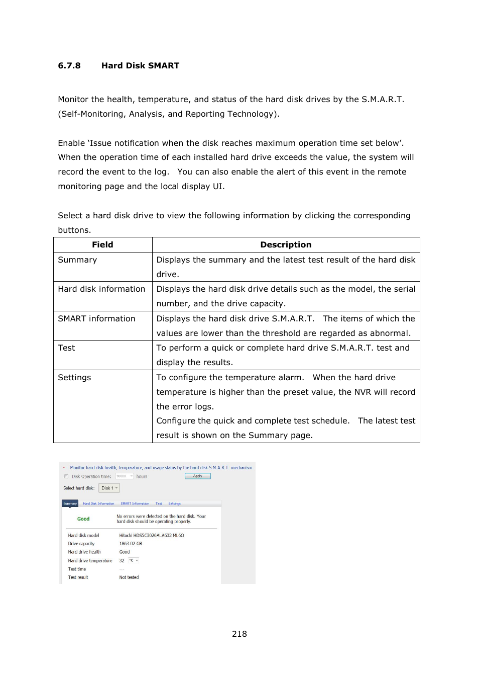 8 hard disk smart, Hard disk smart | QNAP Security VioStor NVR (Version: 4.1.1) User Manual | Page 218 / 260
