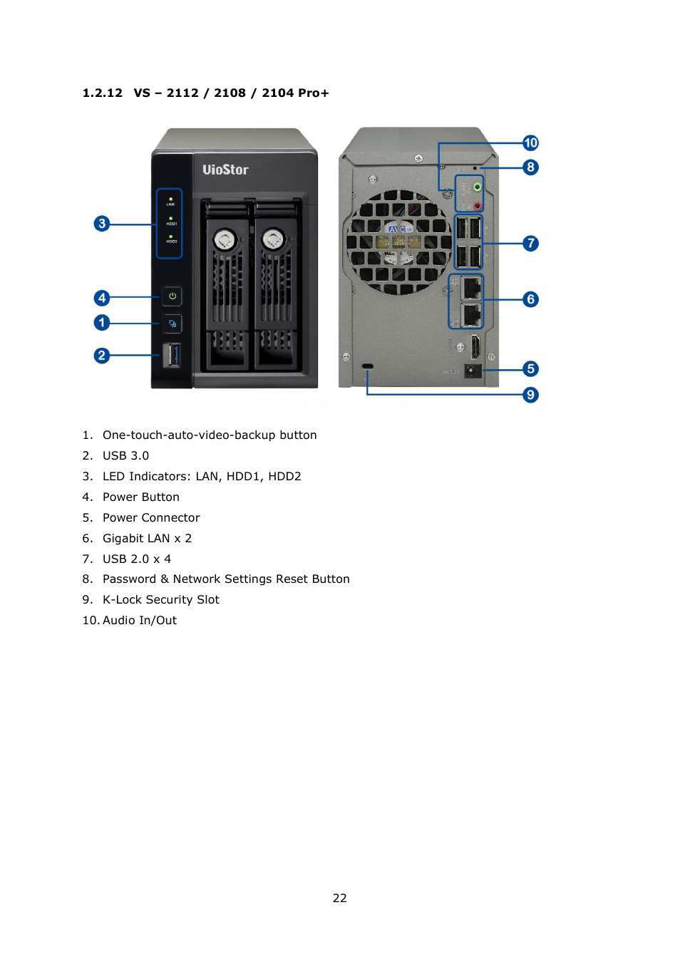 12 vs – 2112 / 2108 / 2104 pro, Vs – 2112, 2108 / 2104 pro | QNAP Security VioStor NVR (Version: 4.1.1) User Manual | Page 22 / 260