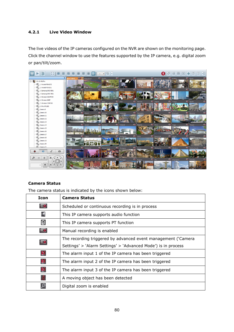 1 live video window, Live video window | QNAP Security VioStor NVR (Version: 4.1.1) User Manual | Page 80 / 260