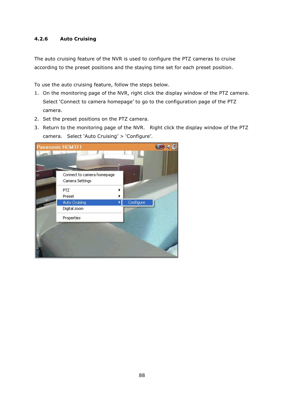 6 auto cruising, Auto cruising | QNAP Security VioStor NVR (Version: 4.1.1) User Manual | Page 88 / 260