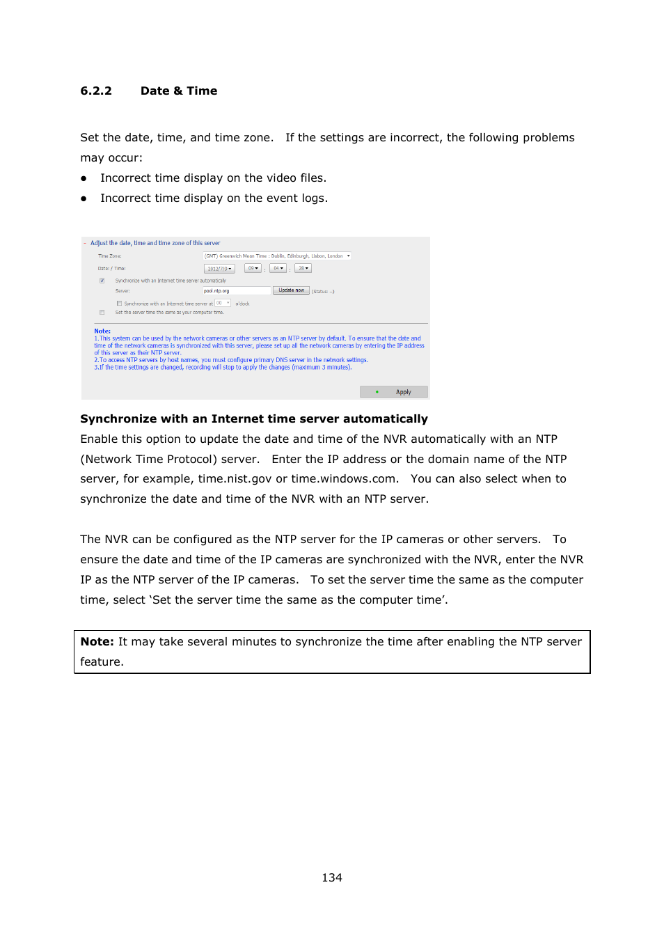 Date & time | QNAP Security VioStor NVR (Version: 4.0.0) User Manual | Page 134 / 242