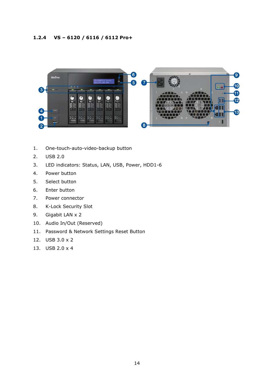 Vs – 6120, 6112 pro | QNAP Security VioStor NVR (Version: 4.0.0) User Manual | Page 14 / 242