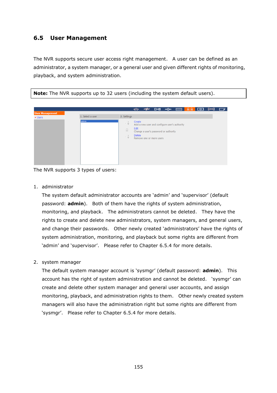 Anagement, 5 user management | QNAP Security VioStor NVR (Version: 4.0.0) User Manual | Page 155 / 242