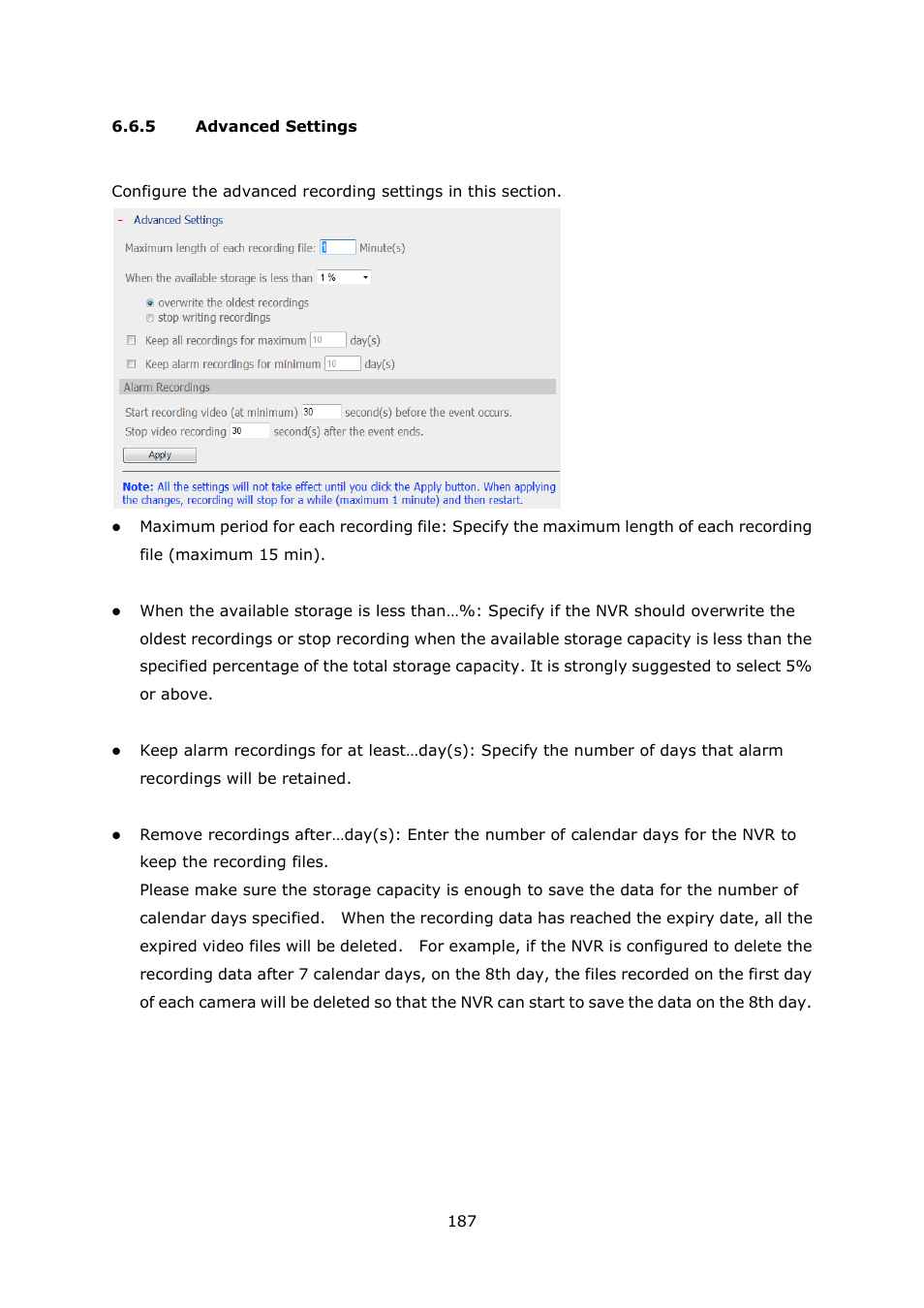 Advanced settings | QNAP Security VioStor NVR (Version: 4.0.0) User Manual | Page 187 / 242
