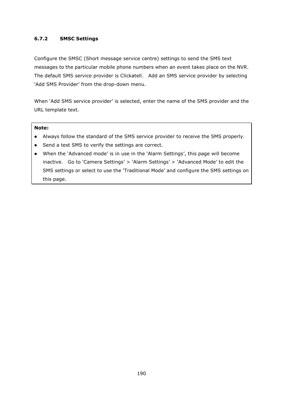 Smsc settings | QNAP Security VioStor NVR (Version: 4.0.0) User Manual | Page 190 / 242