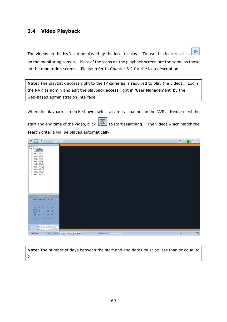 Ideo, Layback, 4 video playback | QNAP Security VioStor NVR (Version: 4.0.0) User Manual | Page 60 / 242