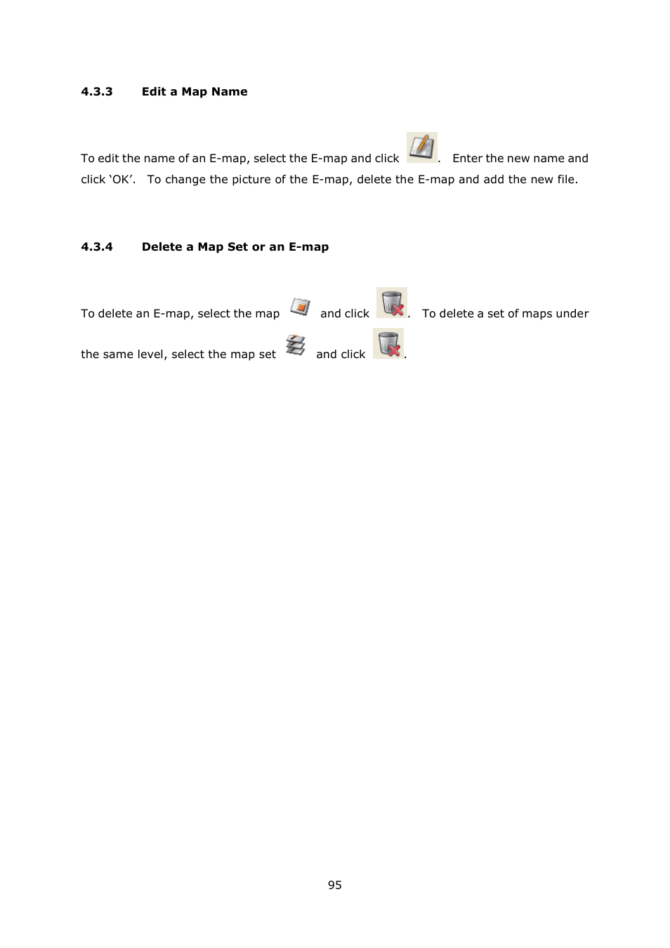 Edit a map name, Delete a map set or an e-map | QNAP Security VioStor NVR (Version: 4.0.0) User Manual | Page 95 / 242