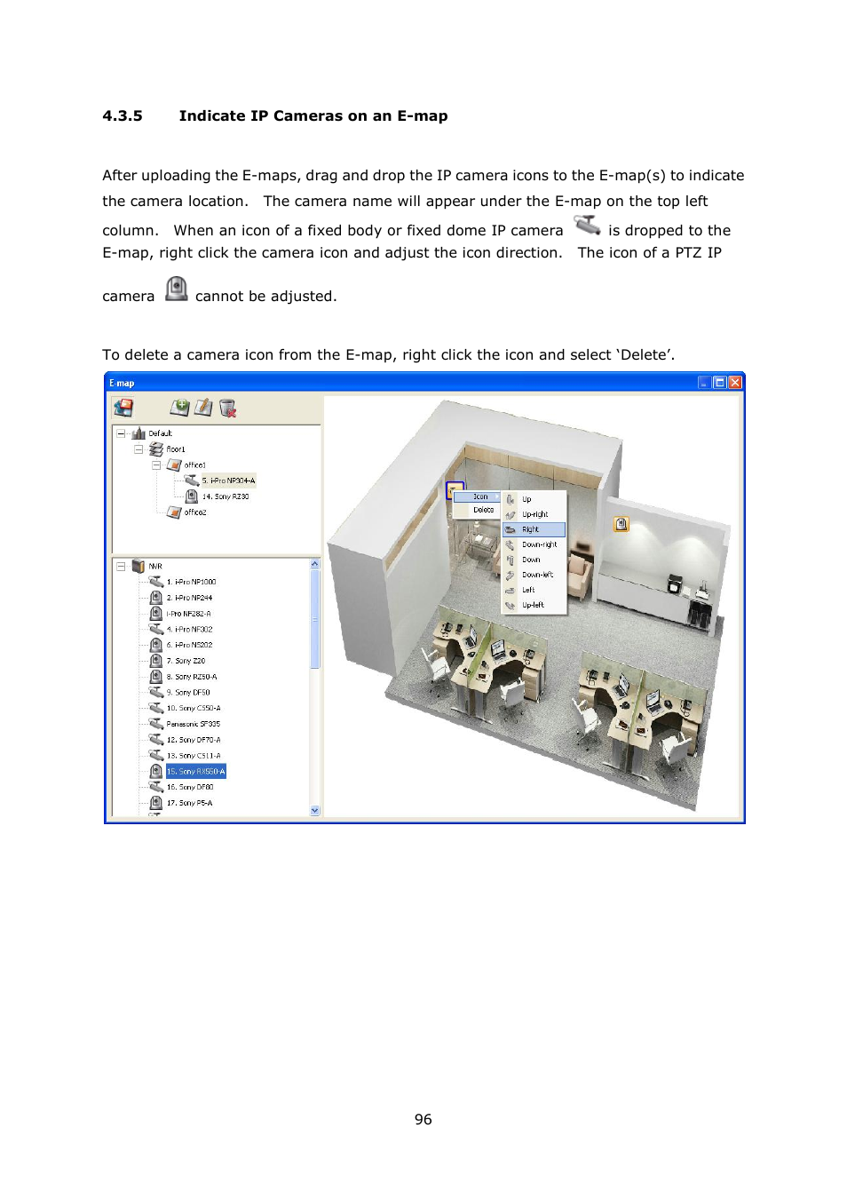 Indicate ip cameras on an e-map | QNAP Security VioStor NVR (Version: 4.0.0) User Manual | Page 96 / 242