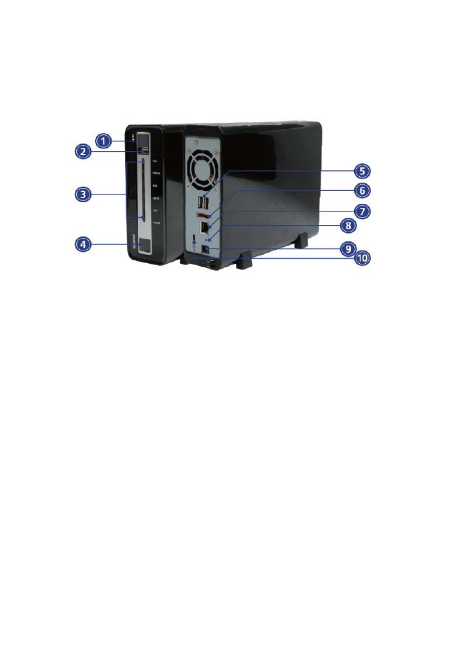 5 hardware illustration, Hardware illustration | QNAP Security NVR-101 (Version: 2.8.0) User Manual | Page 14 / 101