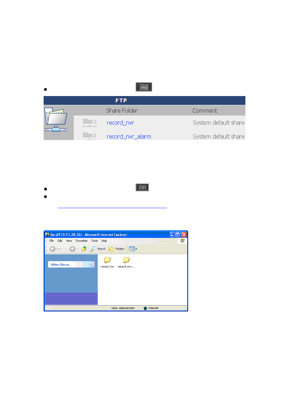 2 web file manager (http), 3 ftp server (ftp), Web file manager (http) | Ftp server (ftp) | QNAP Security NVR-101 (Version: 2.8.0) User Manual | Page 43 / 101